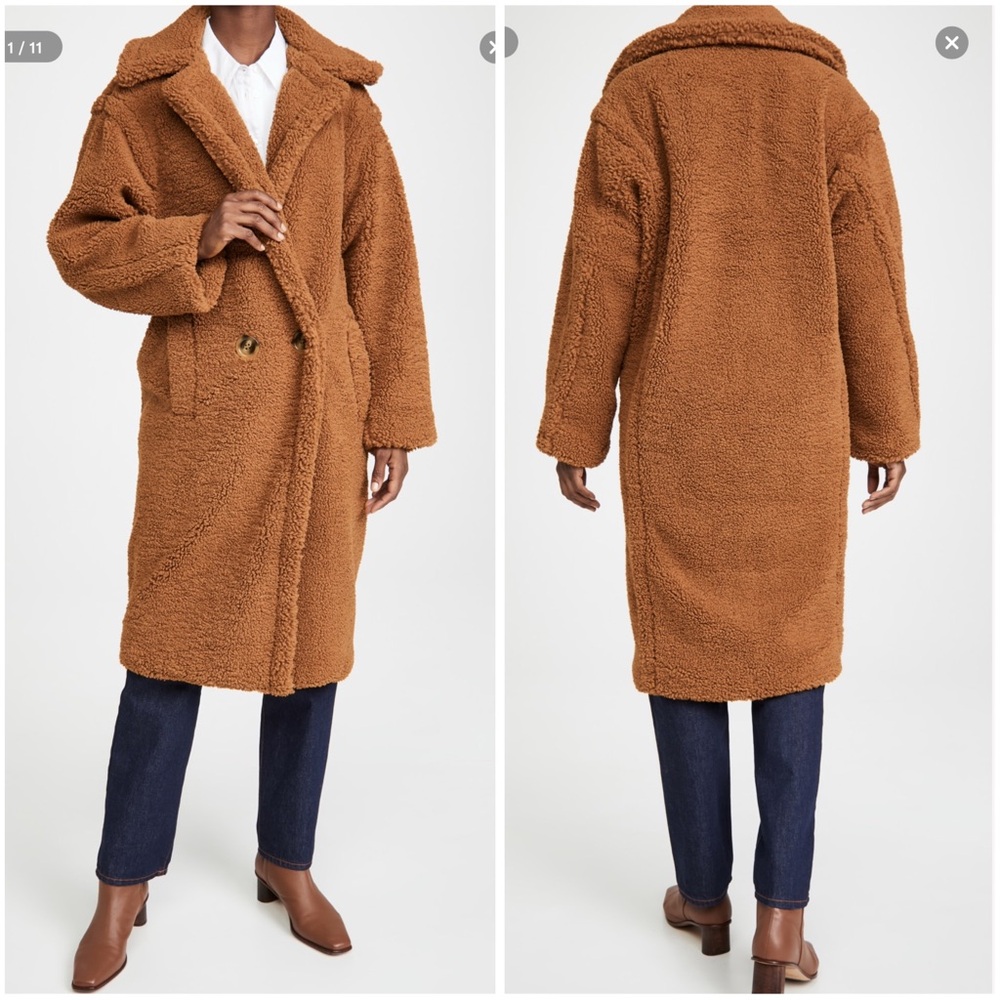 Apparis Brown Teddy Jacket with Oversized Fit and Notched Lapel